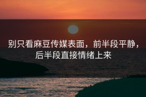 别只看麻豆传媒表面，前半段平静，后半段直接情绪上来