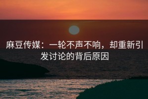 麻豆传媒：一轮不声不响，却重新引发讨论的背后原因