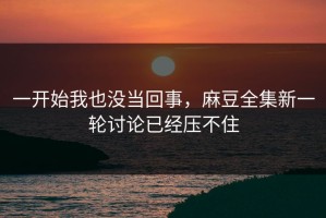 一开始我也没当回事，麻豆全集新一轮讨论已经压不住