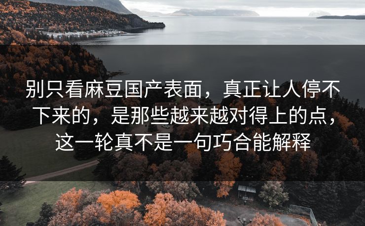 别只看麻豆国产表面，真正让人停不下来的，是那些越来越对得上的点，这一轮真不是一句巧合能解释