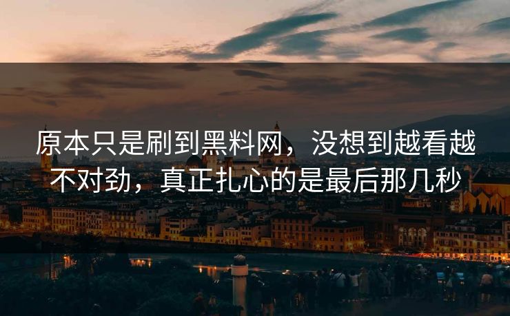 原本只是刷到黑料网，没想到越看越不对劲，真正扎心的是最后那几秒