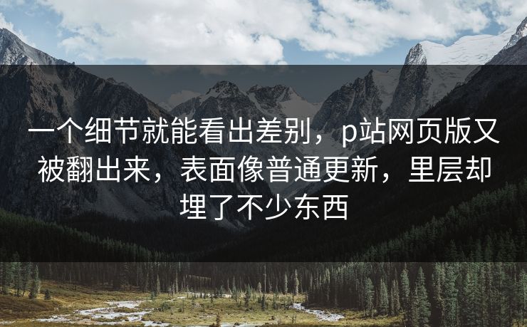 一个细节就能看出差别,p站网页版又被翻出来,表面像普通更新,里层却埋了不少东西 一个细节就能看出差别,p站网页版又被翻出来,表面像普通更新,里层却埋了不少东西