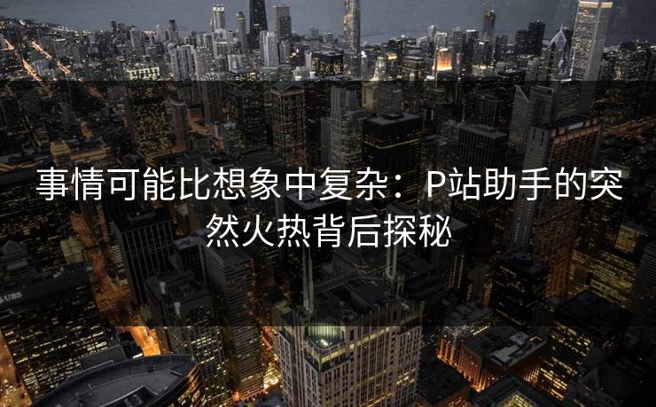 事情可能比想象中复杂:P站助手的突然火热背后探秘 事情可能比想象中复杂:P站助手的突然火热背后探秘